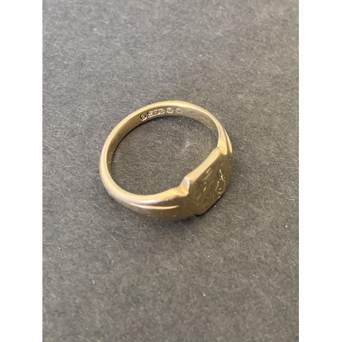 134 - A 9ct gold hallmarked ring with engraved initials to top, also engraved on the inner 'With Love From... 