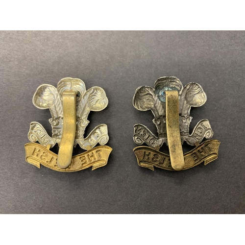 158 - Two Welsh military cap badges, one WW1 The Welch Officers cap badge and WW2 The Welsh silver gilt ca... 