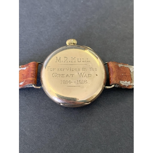 192 - A fine 9ct gold military wristwatch, clearly hallmarked on inner case for Birmingham 1918 and 'Denni... 