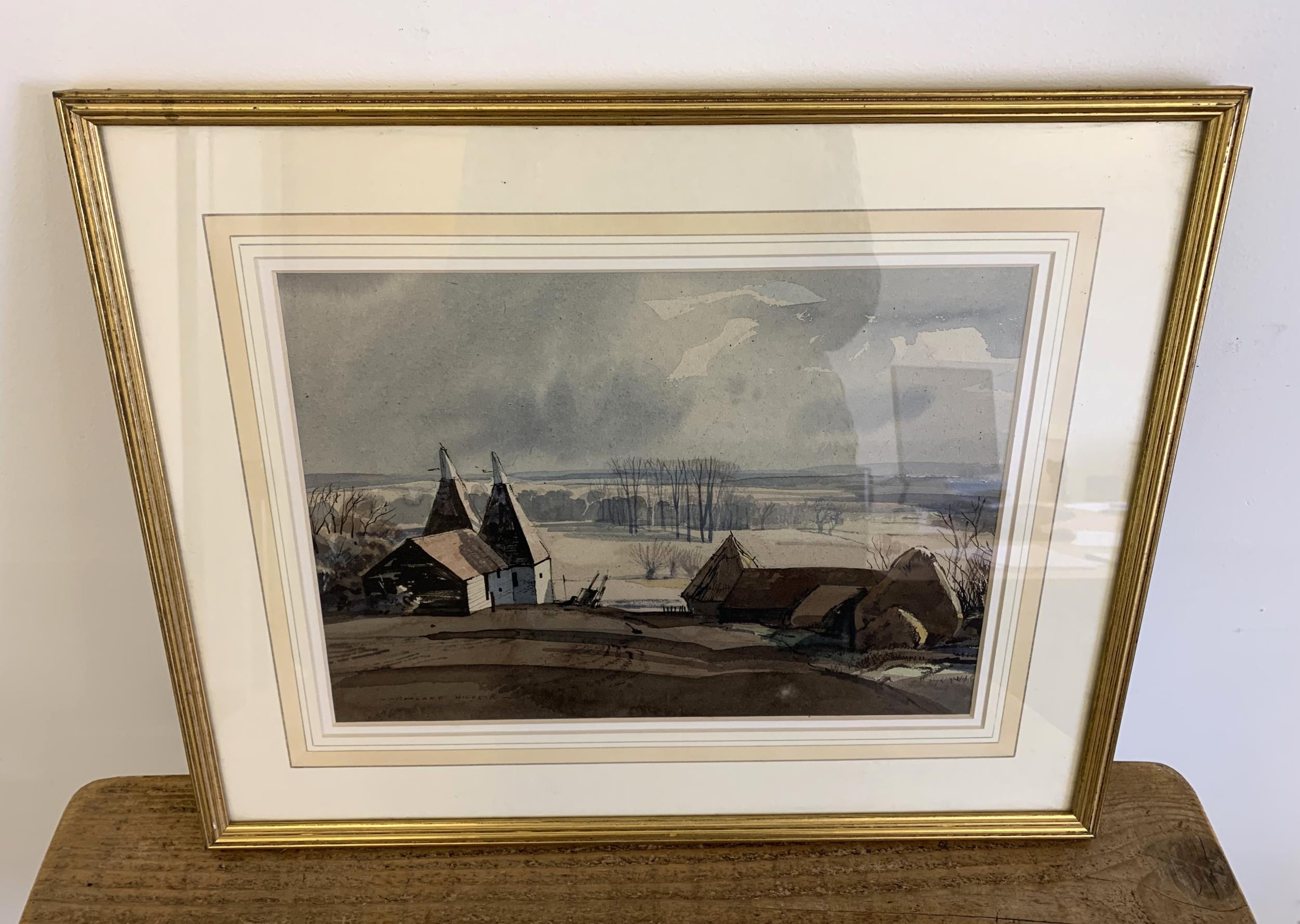 Rowland Hilder (1905-1993), framed and glazed watercolour of a Kentish ...