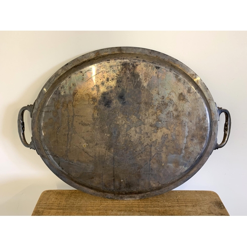 206 - A late Victorian/early Edwardian Christofle silver plated very large tray with central cartouche of ... 