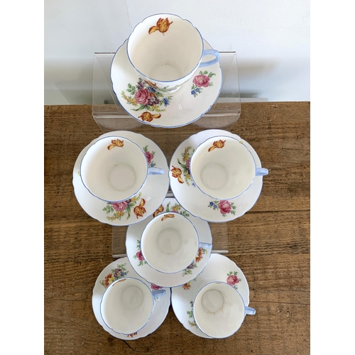 220 - A six setting Shelley set of cups and saucers etc (one cup stained, hairlines)