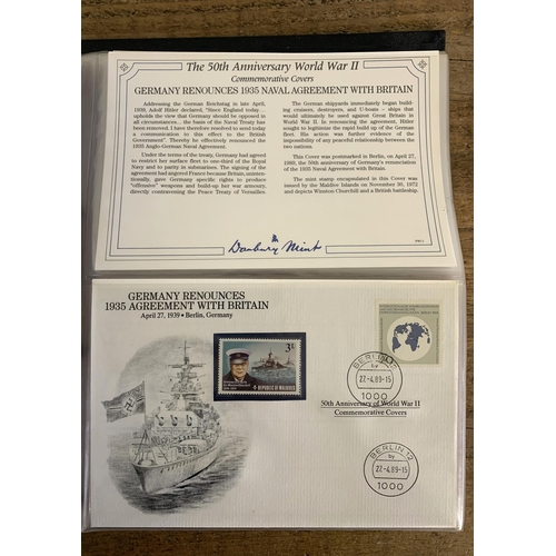 286 - An album of the 50th Anniversary World War 2 Commemorative Cover Collection by Danbury Mint, with Ce... 