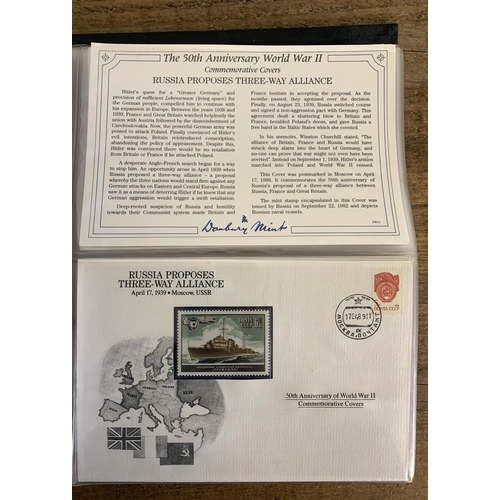 286 - An album of the 50th Anniversary World War 2 Commemorative Cover Collection by Danbury Mint, with Ce... 