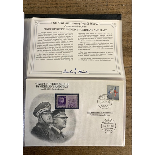 286 - An album of the 50th Anniversary World War 2 Commemorative Cover Collection by Danbury Mint, with Ce... 