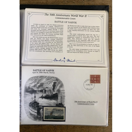 286 - An album of the 50th Anniversary World War 2 Commemorative Cover Collection by Danbury Mint, with Ce... 