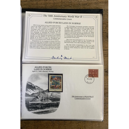 286 - An album of the 50th Anniversary World War 2 Commemorative Cover Collection by Danbury Mint, with Ce... 