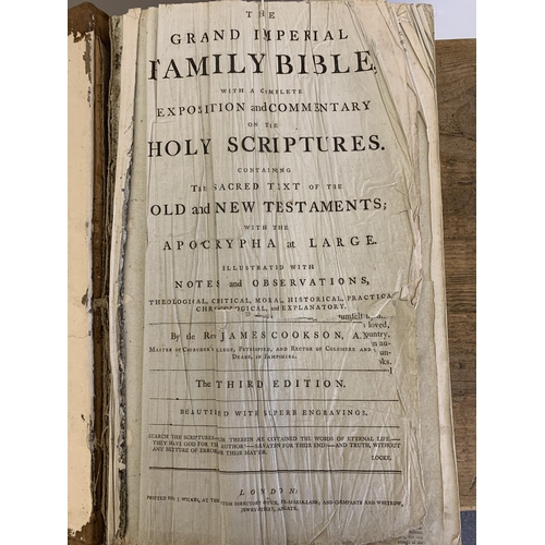 31 - A large antique family bible 'The Grand Imperial Family Bible', third edition by the Rev James Cooks... 