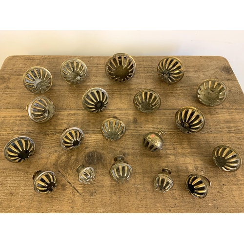 89 - A selection of 19 vintage Indian brass claw elephant bells in varying sizes