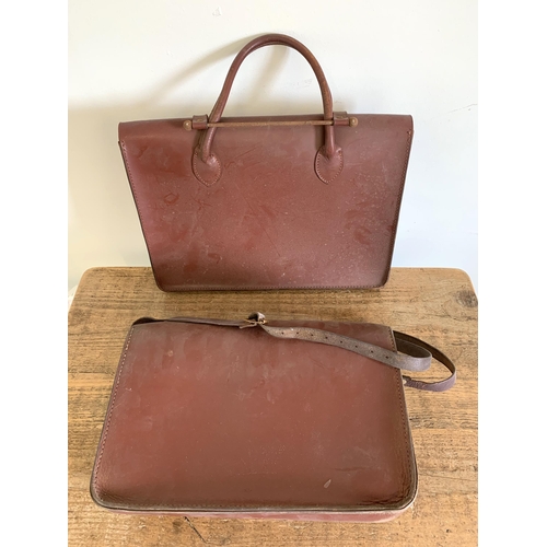 9 - Two vintage leather satchels