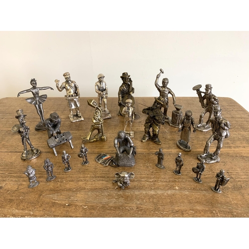 10 - Mixed small pewter and metal figures, the tallest 4 1/4