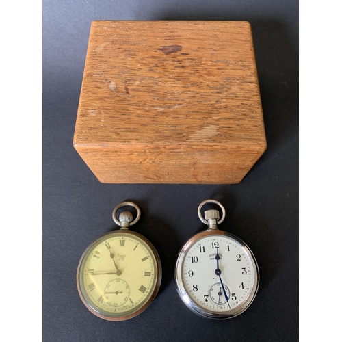 102 - A white metal cased 'Limited No.2' pocket watch (non running) plus a white metal Ingersoll Defiance ... 