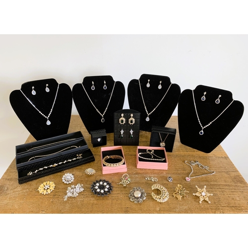 108 - A selection of modern and vintage costume jewellery, some set with cubic zirconia stones