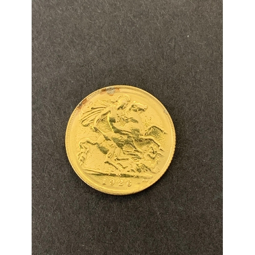 125 - A 1926 gold half sovereign in circulated condition. weight approx. 4g (surface mark and scuffs)