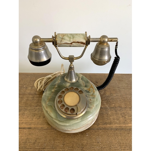 13 - A vintage 1970's 'Onix Telmar' Italian onyx telephone