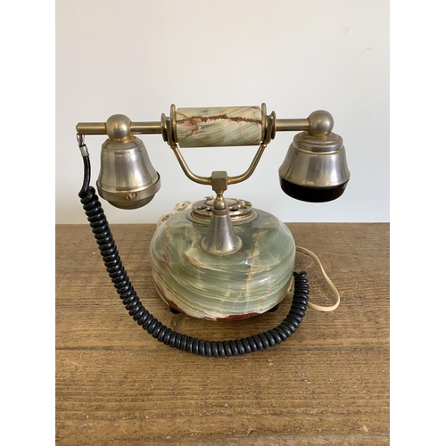 13 - A vintage 1970's 'Onix Telmar' Italian onyx telephone