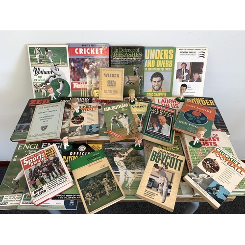 151 - Mixed vintage cricket themed books and booklets, one signed