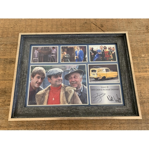 153 - Two framed prints, Dads Army and Only Fools and Horses, a selection of spoken word CD's and cassette... 