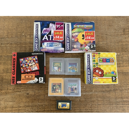 161 - Four Nintendo Game Boy games plus five Game Boy Advance games (boxes with wear, games in light playw... 