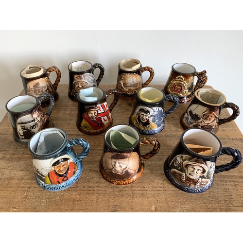 17 - Eleven Great Yarmouth pottery mugs, most are limited editions with paperwork and feature Coxswains a... 