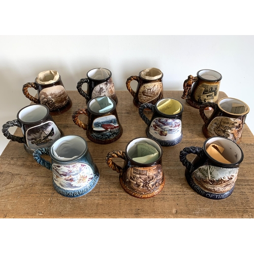 17 - Eleven Great Yarmouth pottery mugs, most are limited editions with paperwork and feature Coxswains a... 