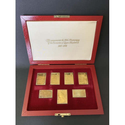 191 - Boxed 'The Coronation Issue' silver gilt replica stamps, made by Hallmark Replicas, limited edition ... 