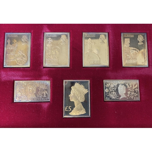 191 - Boxed 'The Coronation Issue' silver gilt replica stamps, made by Hallmark Replicas, limited edition ... 