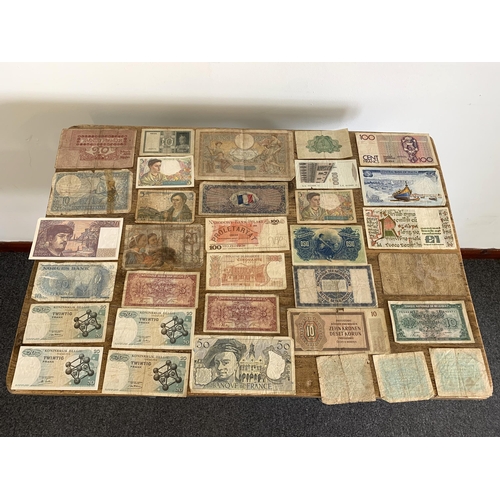 198 - Mixed vintage world banknotes, countries include France, Belgium, Holland, Italy, Malta etc (all are... 