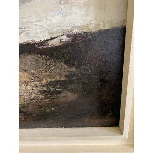 213 - An abstract oil on board signed 'Engle 74' bottom right, 21 1/4