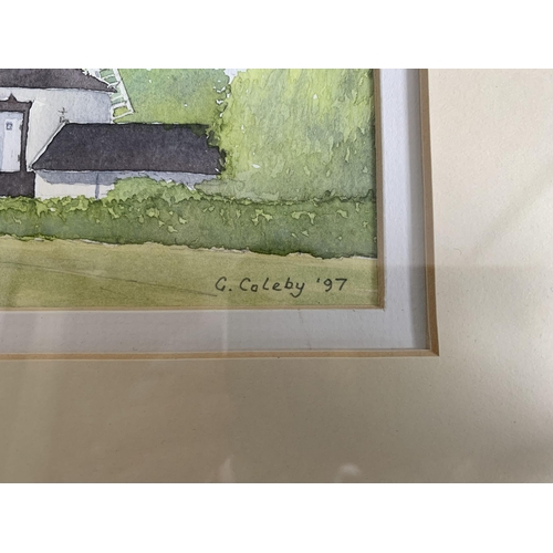 220 - A framed and glazed watercolour of a windmill, signed G Coleby '97, 8