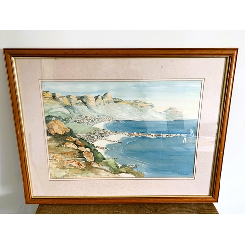 239 - Bobbie Renacle, framed and glazed watercolour of a sweeping coastal scene, signed bottom right, 21