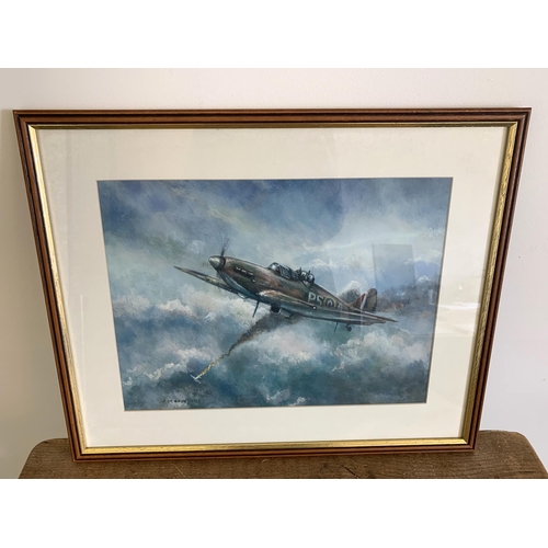 244 - Joe Crowfoot (1946-2017), framed and glazed watercolour of a Hurricane, signed bottom left, 15