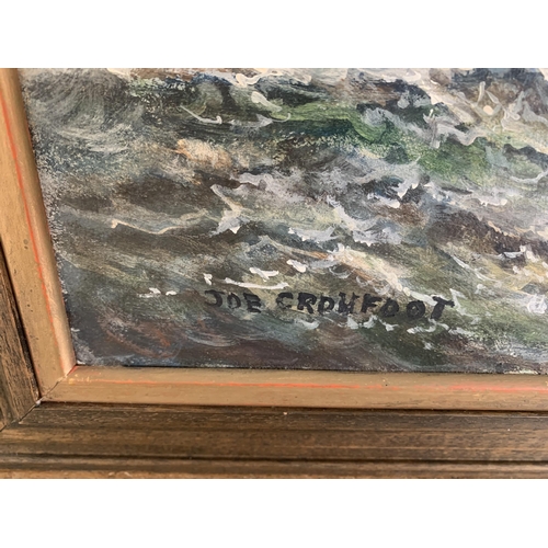 245 - Joe Crowfoot (1946-2017), oil of board  of a Lowestoft Trawler Smack LT1012 'Successful', signed bot... 