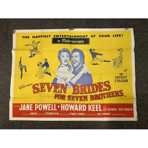 257 - A vintage original circa 1954 film poster 'Seven Brides for Seven Brothers', 39 1/2