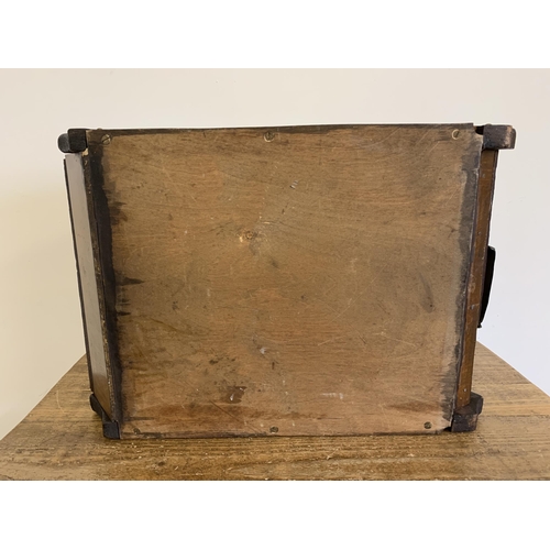 269 - A good sized vintage (possibly elm) coal box with brass hinges and handle, metal base liner with woo... 