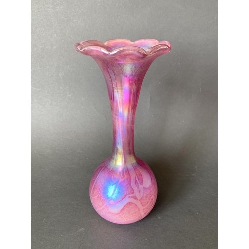 27 - John Ditchfield, a fine iridescent pink glass vase marked to the base J Ditchfield 'Glasform' 7208, ... 