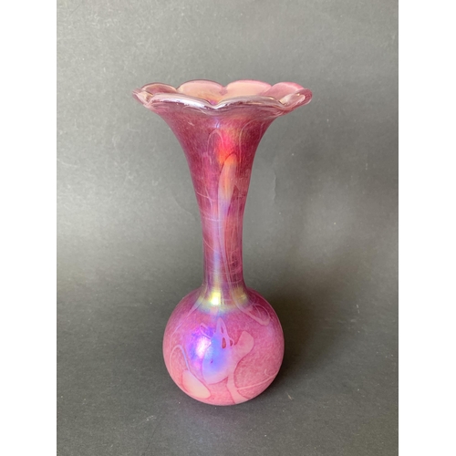 27 - John Ditchfield, a fine iridescent pink glass vase marked to the base J Ditchfield 'Glasform' 7208, ... 