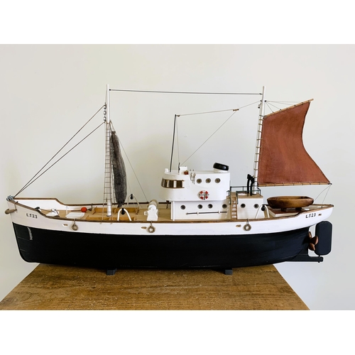 291 - A large scratch built boat of a fishing trawler L523, approx. 38