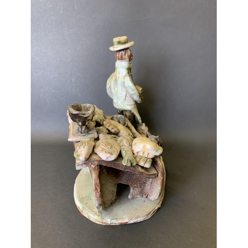 304 - A vintage Seven Springs pottery by Marie Whitby figure group 'The Fishmonger', approx. 8