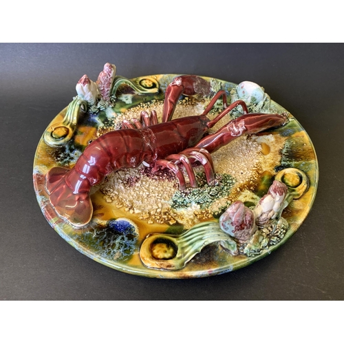 306 - A vintage Palissy style (possibly Portuguese) Majolica lobster plate, approx. 10