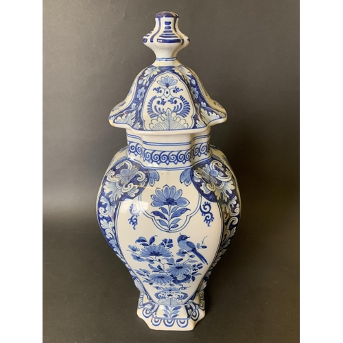 316 - A vintage blue and white Delft vase, approx. 14