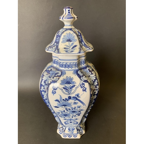 316 - A vintage blue and white Delft vase, approx. 14