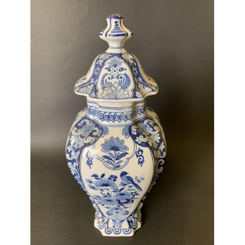 316 - A vintage blue and white Delft vase, approx. 14