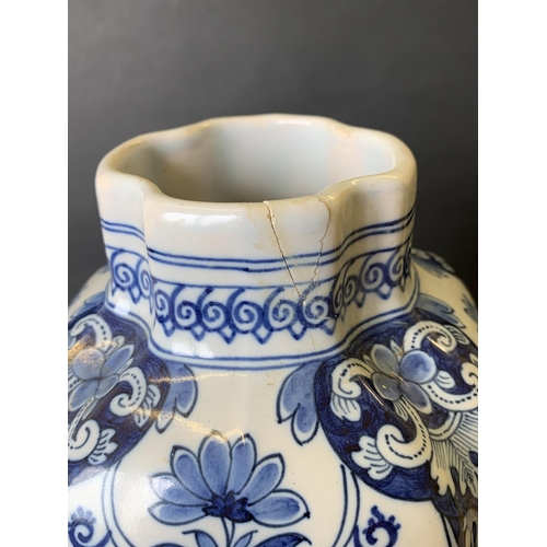 316 - A vintage blue and white Delft vase, approx. 14