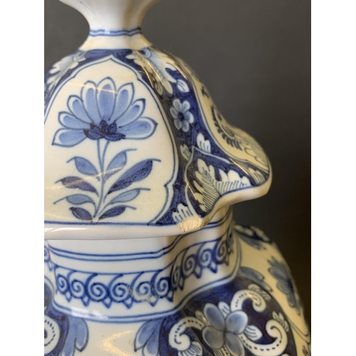 316 - A vintage blue and white Delft vase, approx. 14