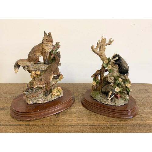 46 - Two Leonardo Collection figure groups, fox and badger