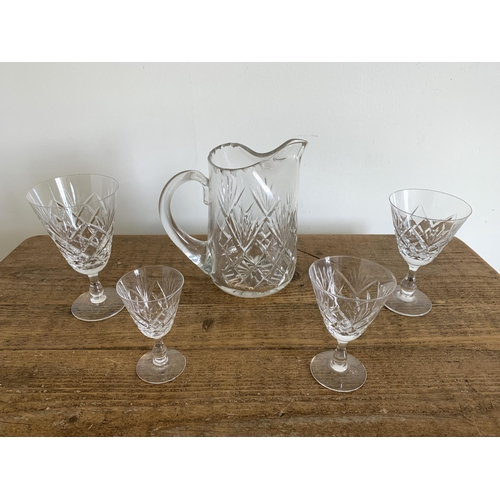 68 - Vintage Brierley crystal, four sets of six glasses and a cut glass jug, all sent direct from Brierle... 