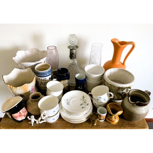 8 - A box of mixed ceramics and glass including a six setting Sadler 'Wellington' pattern cups, saucers ... 