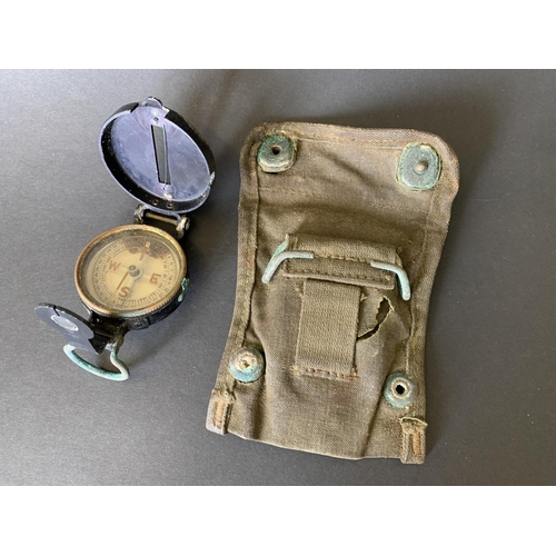 89 - WW2 era U.S. Army Corps of Engineers compass with original bag, possibly dated 3-45 (outer case and ... 