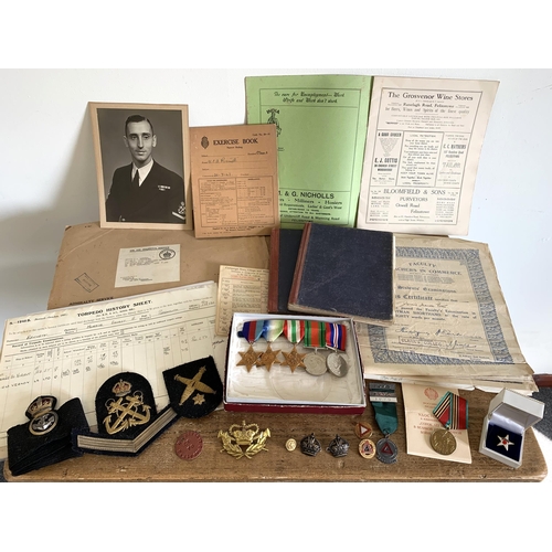 91 - WW2 group of five medals awarded to P.O. Horace E.A. Bennett, includes service paperwork, two hand w... 